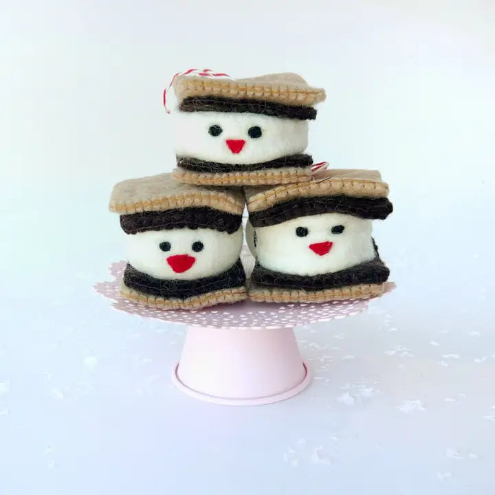 Smiling S'mores Felt Wool Ornament